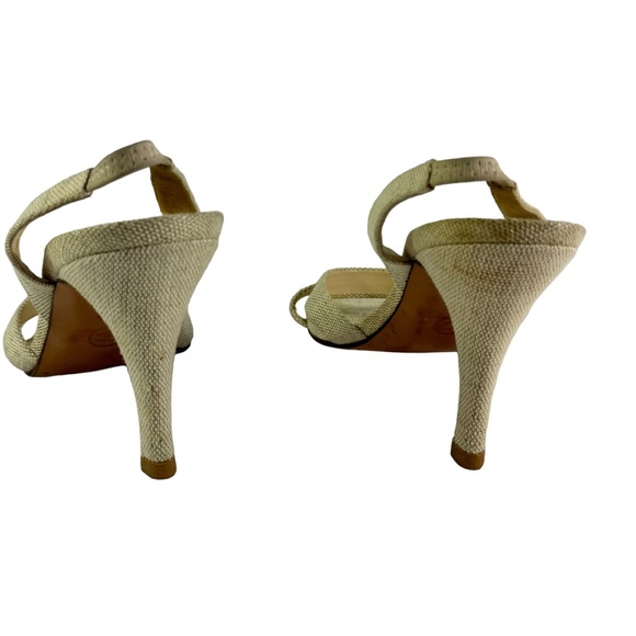 CHANEL Beige Fabric Slingback Strappy Sandals Made in Italy Marked as 37.5-7.5US - Picture 7 of 12